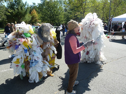 Meet the "Bag Monster" made with 500 plastic bags. Did you know the average American uses 500 bags/year